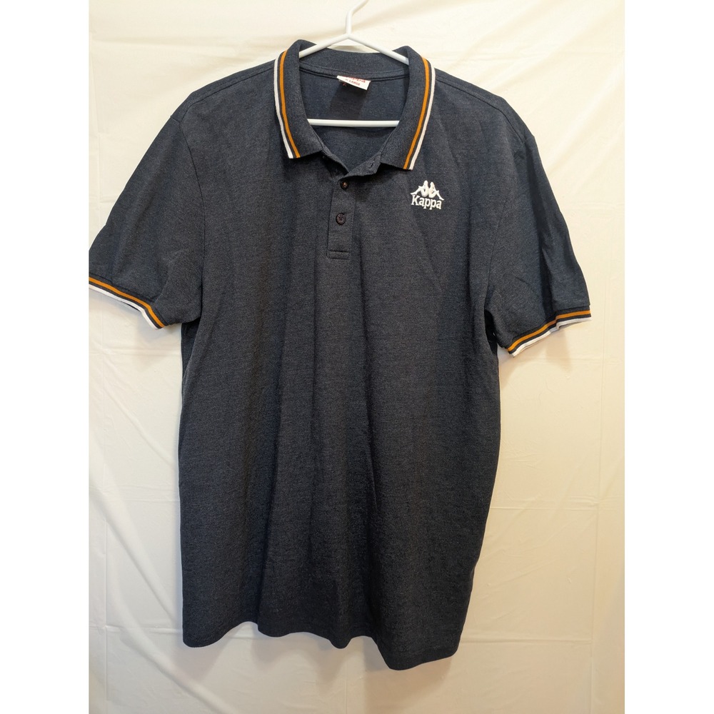 Kappa Polo‎ Shirt Men's XL Dark Grey Embroidered Logo Cotton Short Sleeve
